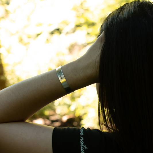 Handmade Brushed Silver Unisex Love Naturally Wrist Cuff