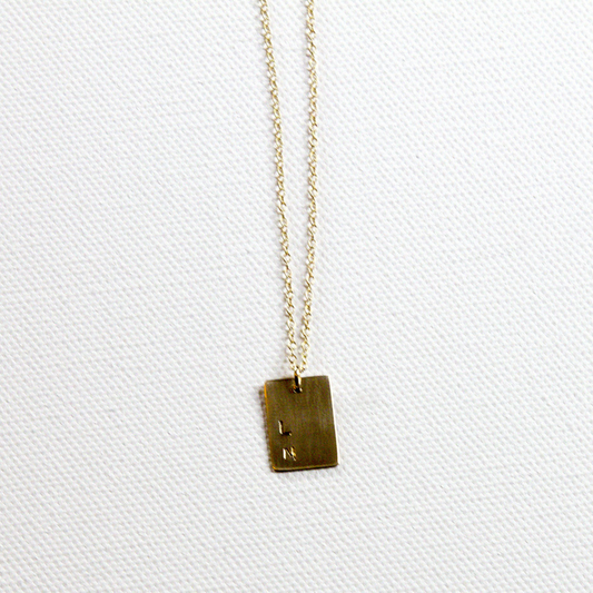 Handmade LN Bar Statement Gold Necklace