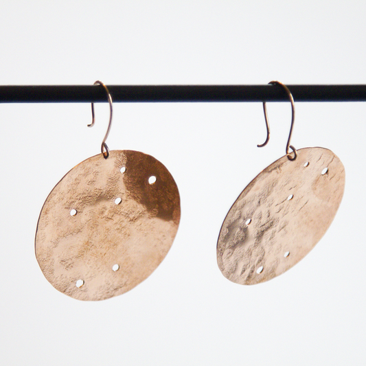Handmade Bohemian Pounded Copper Constellation Earrings